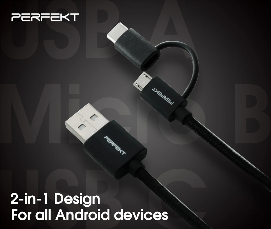 
2-in-1 Nylon Braided USB to Micro USB Cable with USB C Connector 