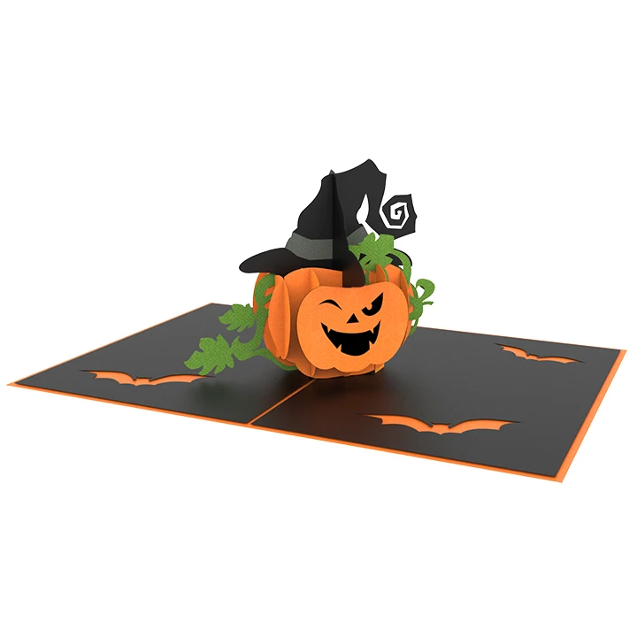 
Happy Halloween Pumpkin Handmade Laser Cut 3D Greeting Pop Up Card Craft Wholesale Vietnam 