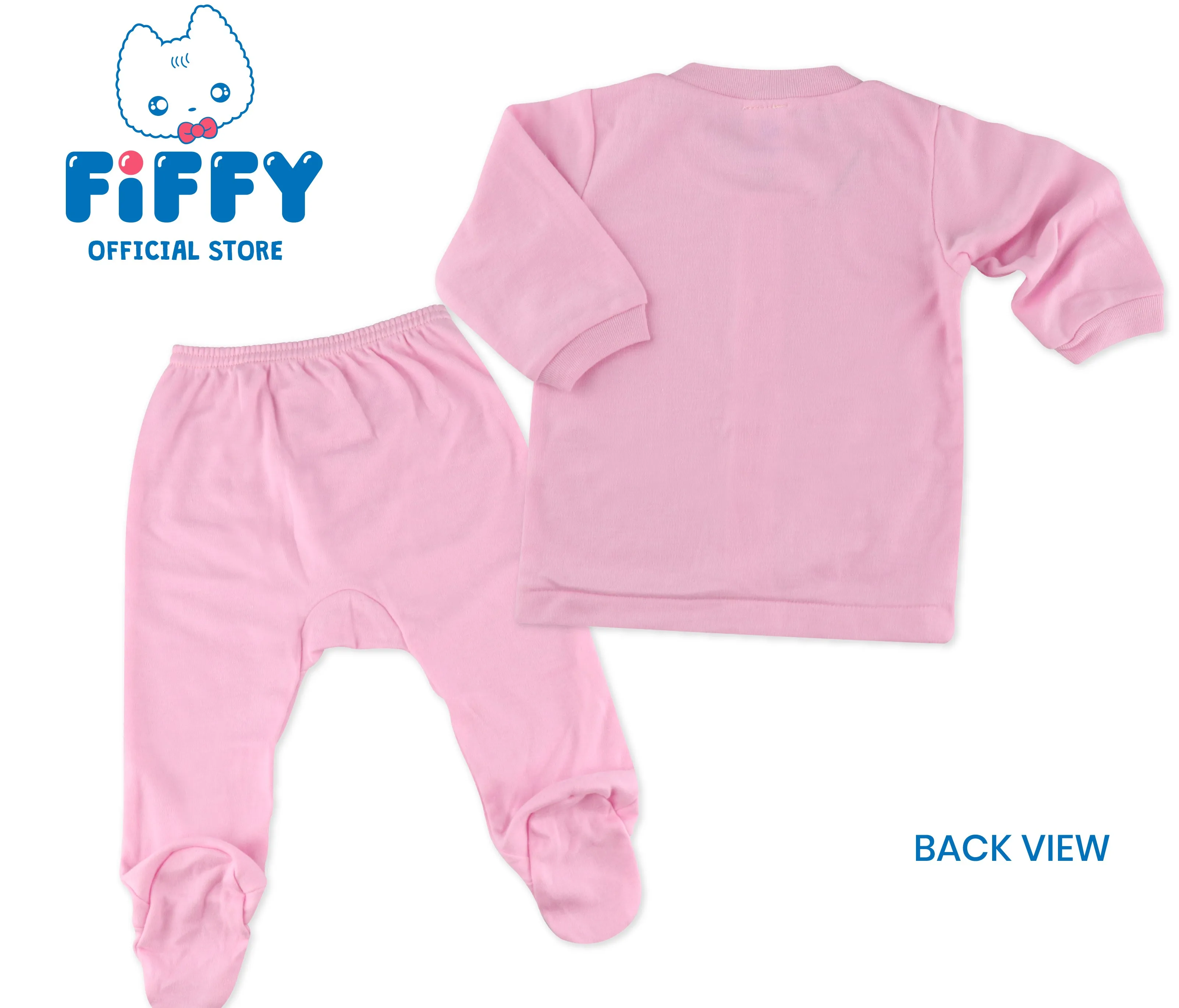 FIFFY Baby Apparel Long Sleeve Suit c/w Leggy Baby Apparel One Set (Pink)