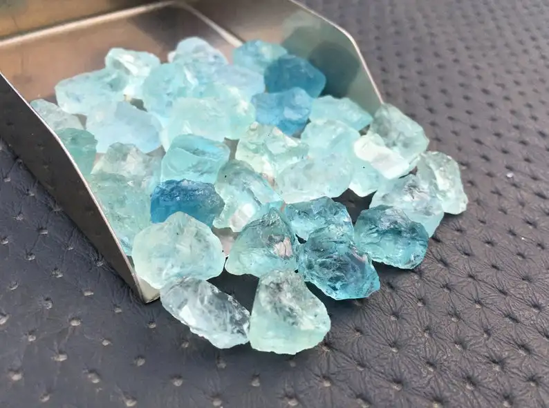 10 Pieces Natural Aquamarine Loose Gemstone Rough Untreated march Birthstone Making Handmade Jewelry Beads