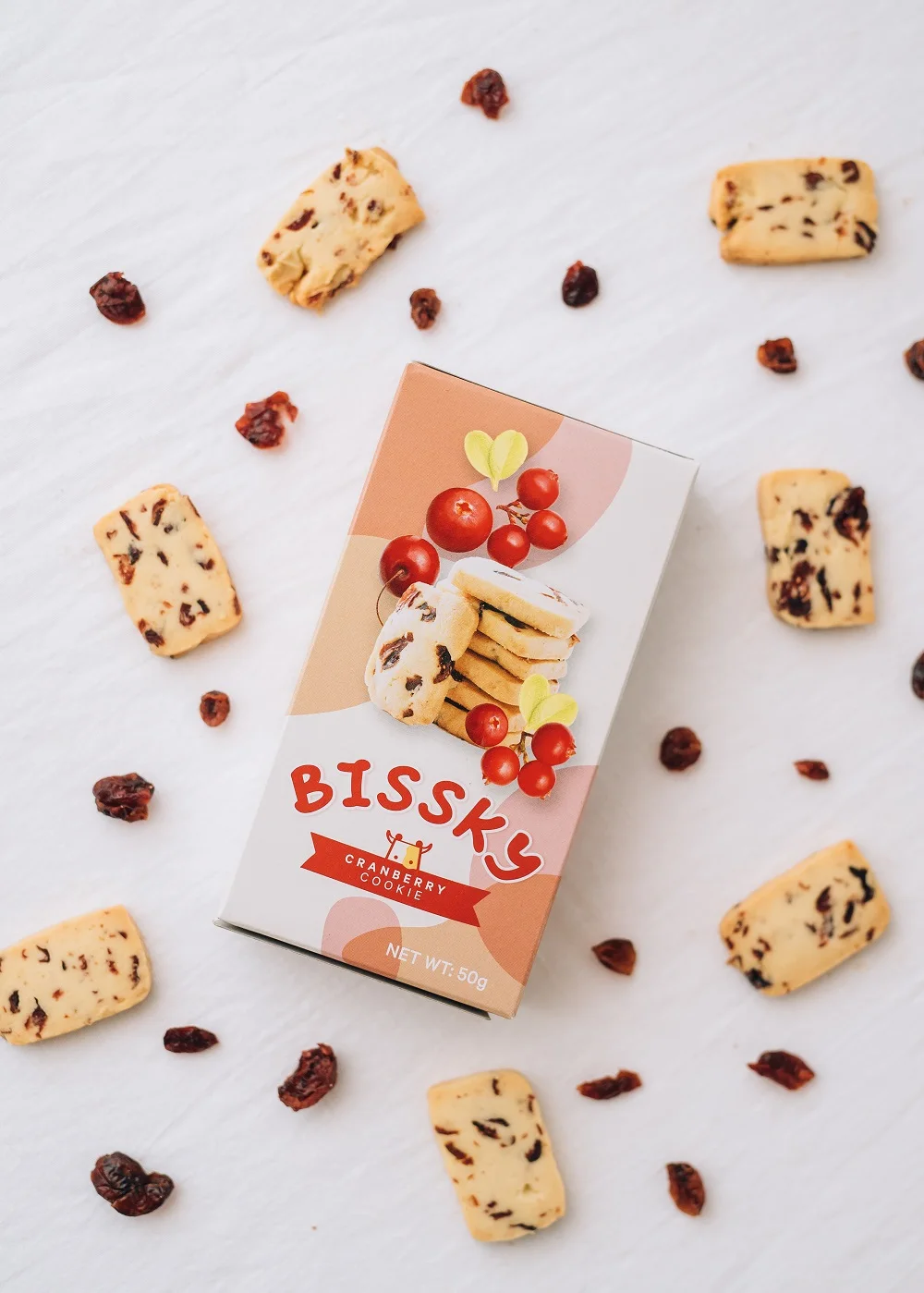 Sweet Taste Cranberry Ordinary Type  Fruity Flavor 50g  Shelf Life 7 Months Packaged Box  Bissky Cranberry Cookies