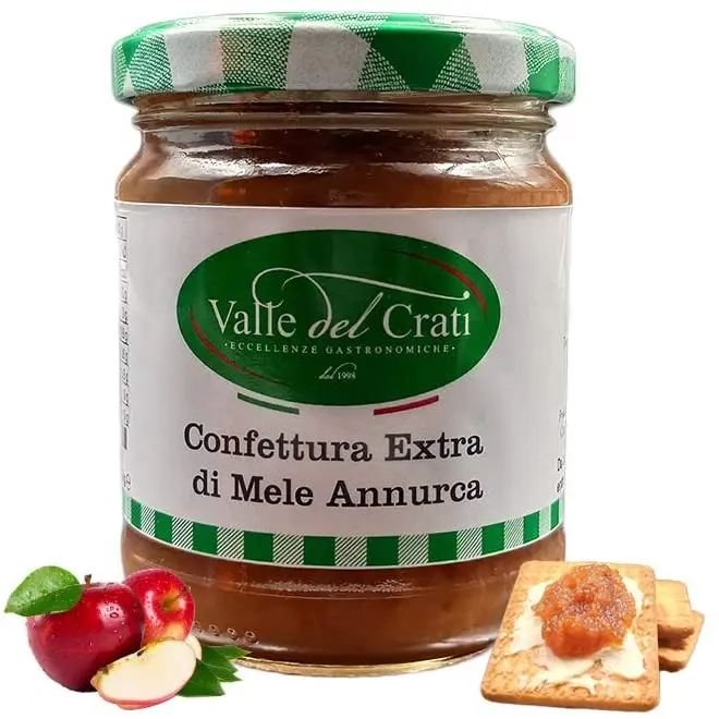 100% Italian Annurca Apple Extra Jam 80% Fruit Pulp | Calabrian Annurca Apple from Sila Mountains Jam | Glass Jar 200 Grams