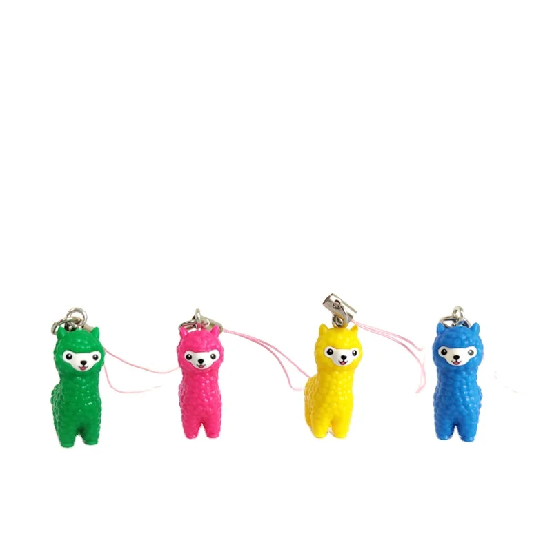 3D PVC animal alpaca lama keychain, mini plastic alpaca keyrings