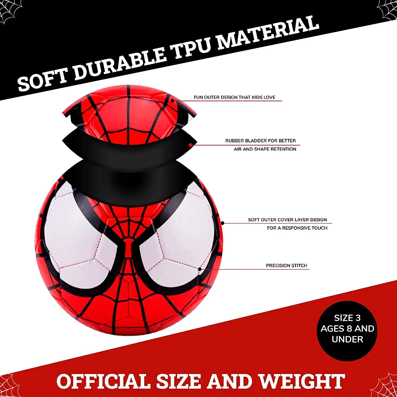 High Quality Spiderman Mini Machine Sewn Training Soccer Ball with Customize Logo for Kids in all Sizes