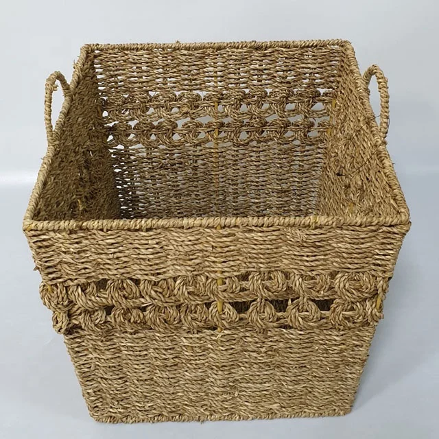 Laundry rattan picnic basket baby gift laundry baskets with handles woven household cleaning square wicker laundry basket