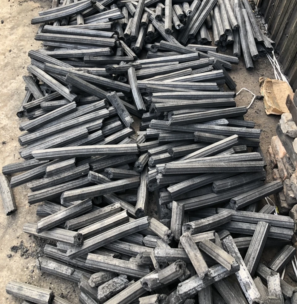 Smokeless, low ash hexagonal hardwood sawdust charcoal briquette with best quality and big quantity for export