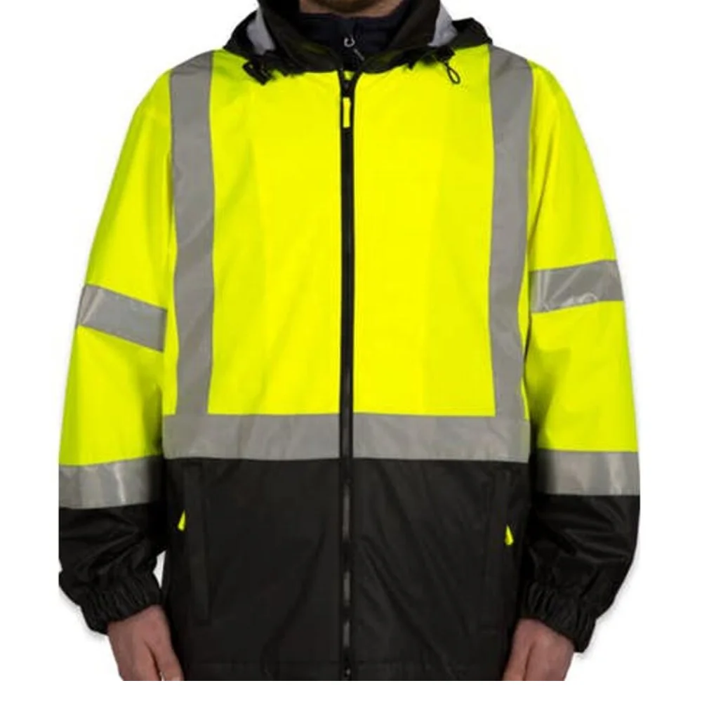 Yellow Black Color Reflective Tape Safety Softshell Jackets For Men