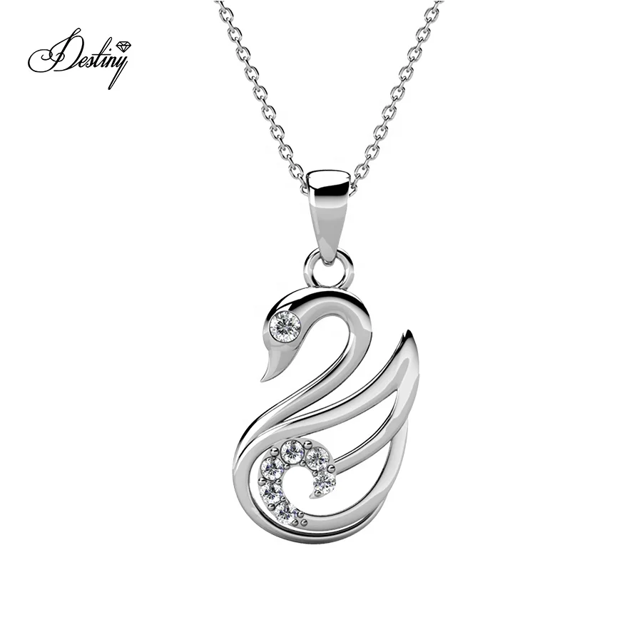 Destiny Jewellery High Quality Lovely Classic Bird Swan Pendant Necklace Jewelry with Finest Crystal
