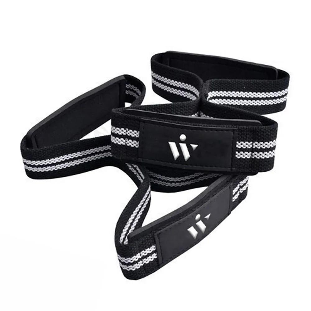 Weight Lifting Gym Wrist Straps Figure Eight Neoprene Padded Gym Dead Lifting Double Loop Wrist Straps