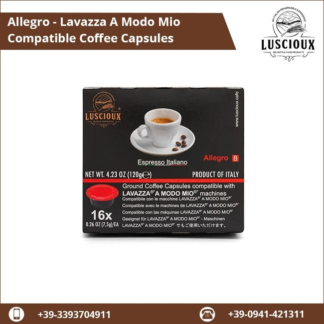 
Top Quality Ground Coffee Lavazza A Modo Mio Allegro Coffee Capsules for Sale 