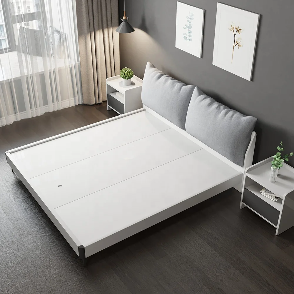 HDF Wood Material Modern Design Dresser Wardrobe Nightstand Bed Hotel Bedroom Furniture Sets For Hotels Hostels