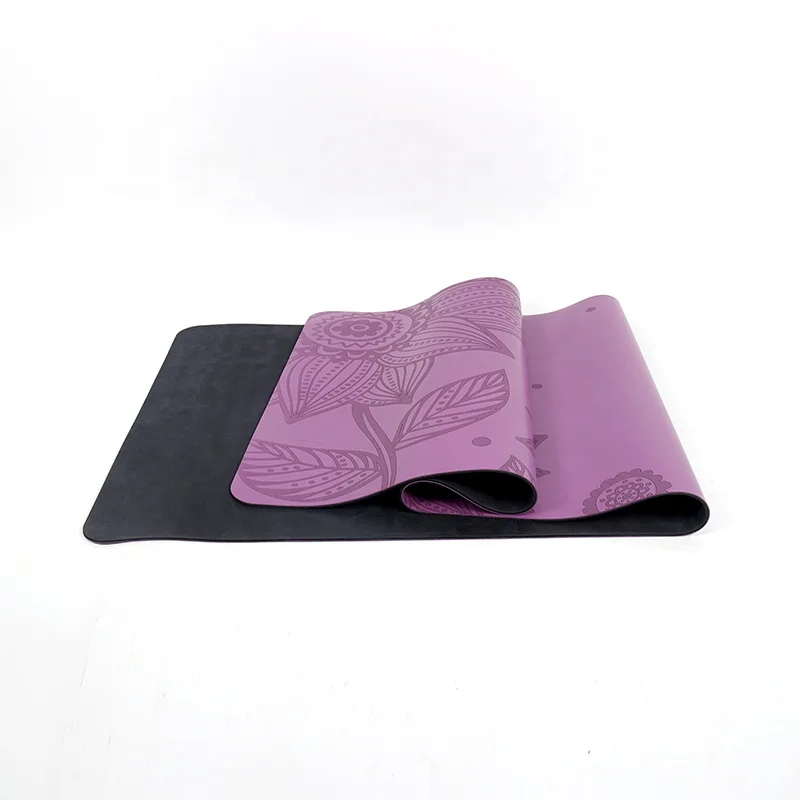 Professional manufacturer eco friendly custom printed pu rubber yoga mat with alignment line