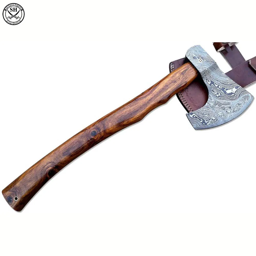 Новый кованый вручную топор из дамасской стали, викингов, медведистый топор, деревянная ручка 14 дюймов