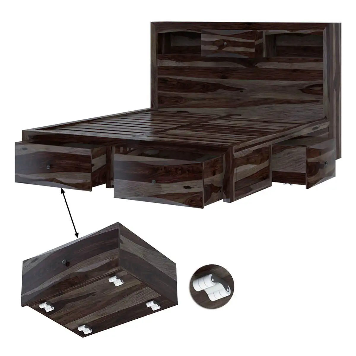 Мебель BoutiQ кровать для хранения из массива дерева | Деревянная рама спальни