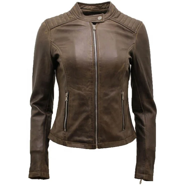 
Biker Beautiful White Leather Jacket for Women 