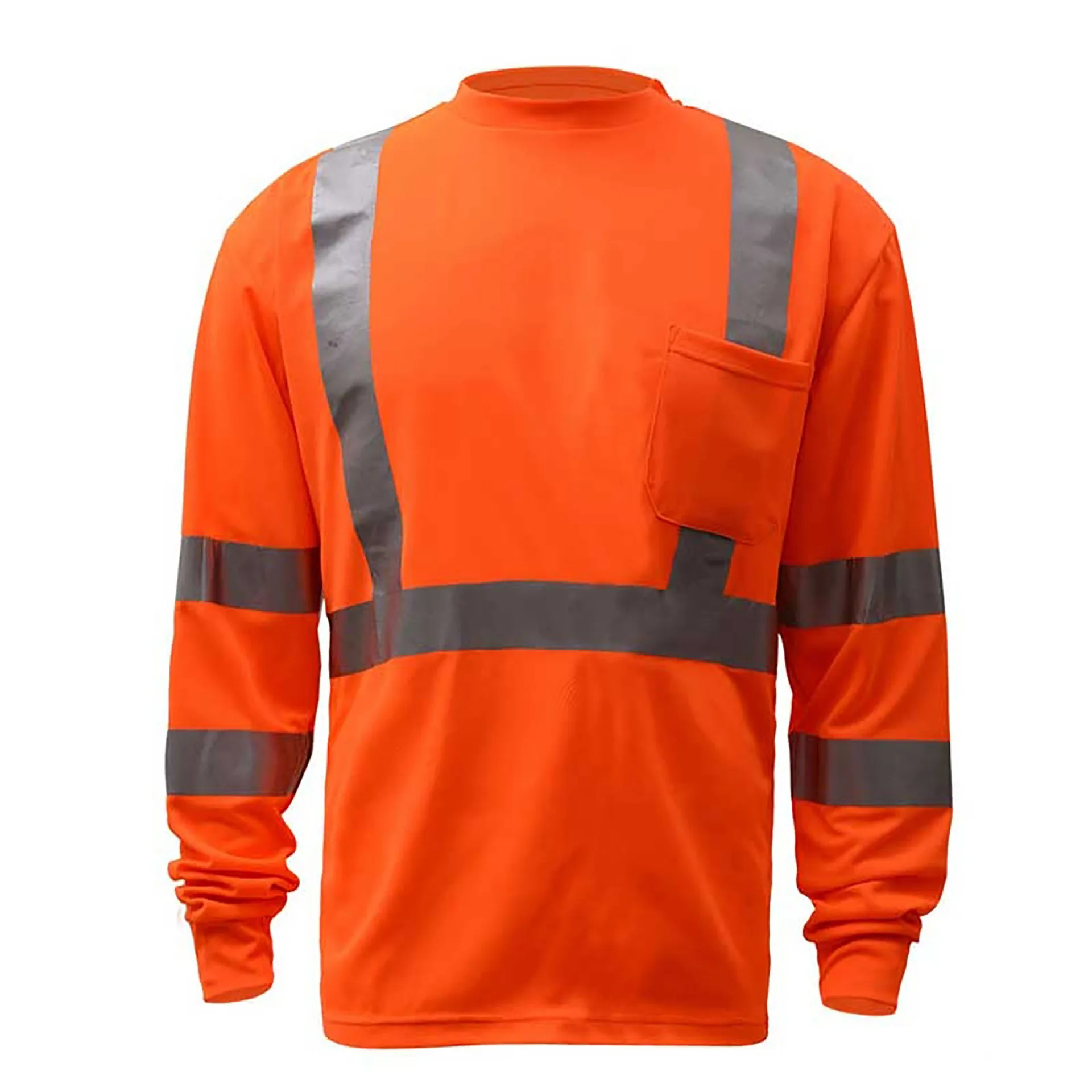 
Custom 100%Polyester High Visibility Reflective Stripe Work Tshirt Reflective Stripe Security Workwear Shirts with PocketsHot sa 