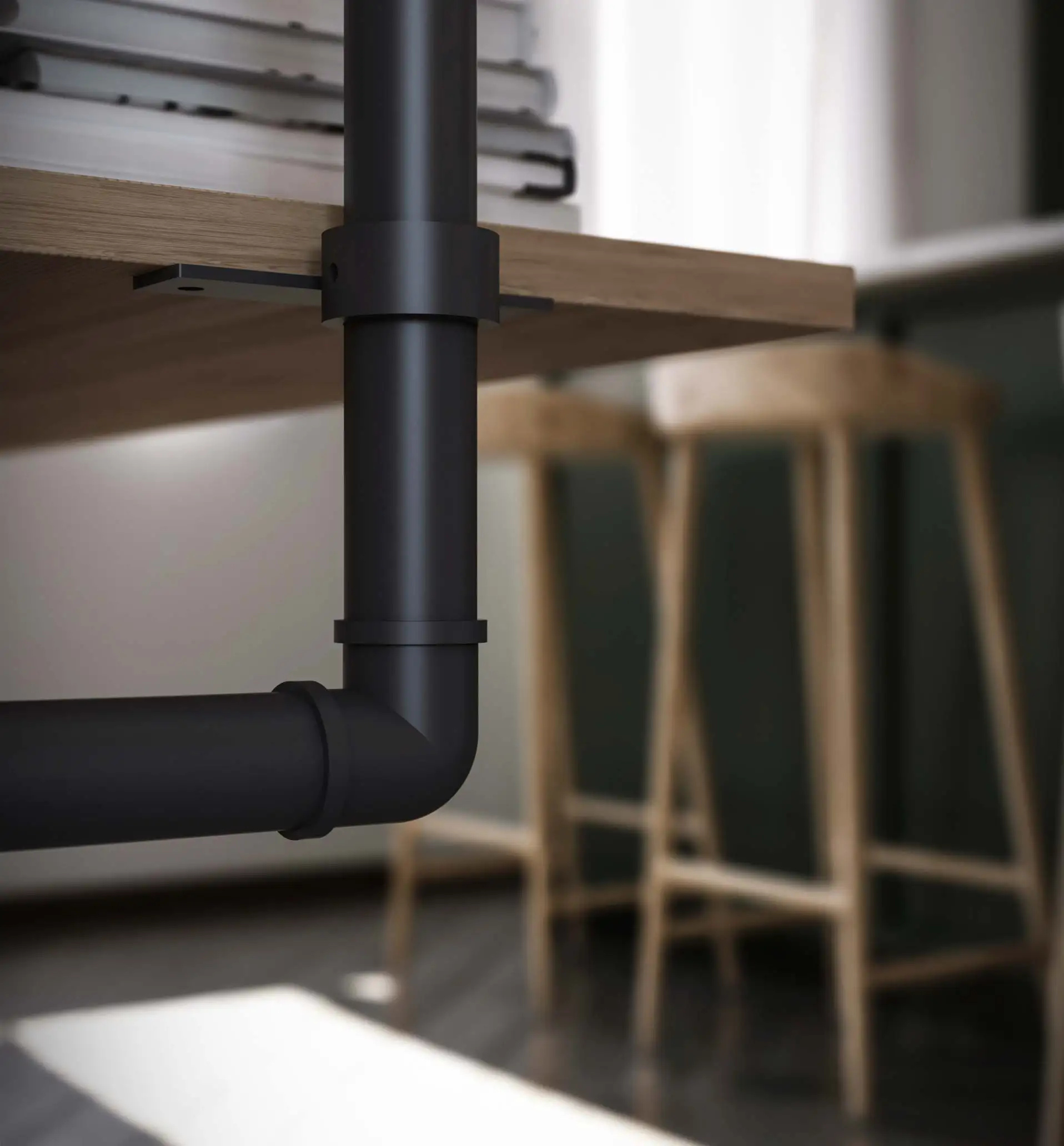 Высококачественный настенный книжный шкаф H 180 x L 120 см с шпильками В индустриальном стиле и деревянными полками для дома