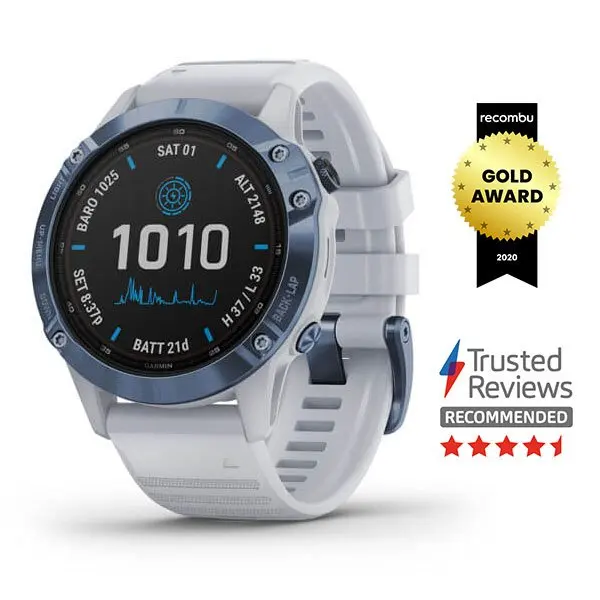 Garmin Fenix 6 Pro Solar (Mineral Blue with Whitestone Band) Garmin Watch