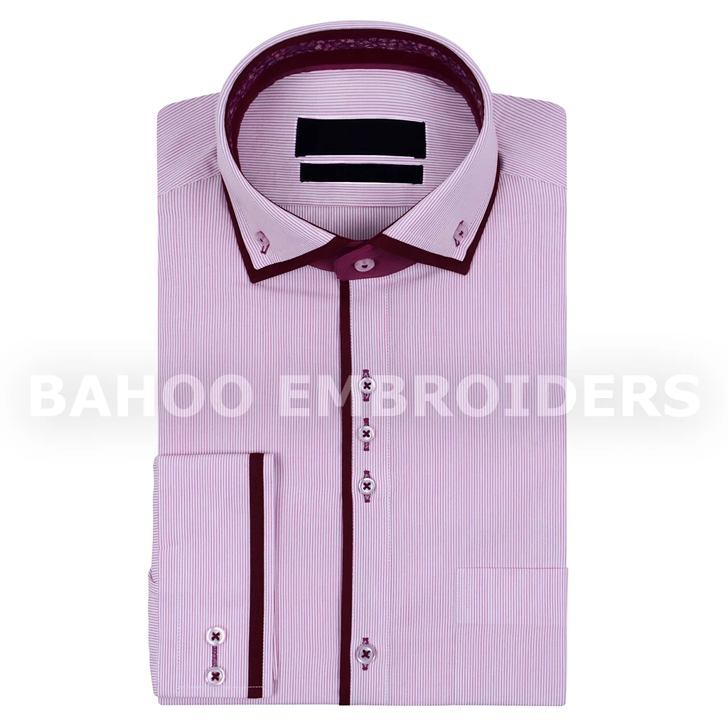 Мужская самодельная рубашка в полоску-синий и красный