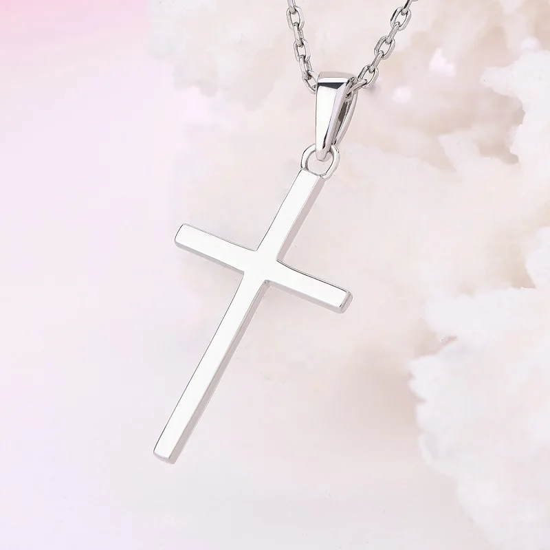 Религиозное Ювелирное Украшение христианское крещение подарок 925 стерлингового серебра простой кулон 22*12 8 Крест Пара крест ожерелье цепь