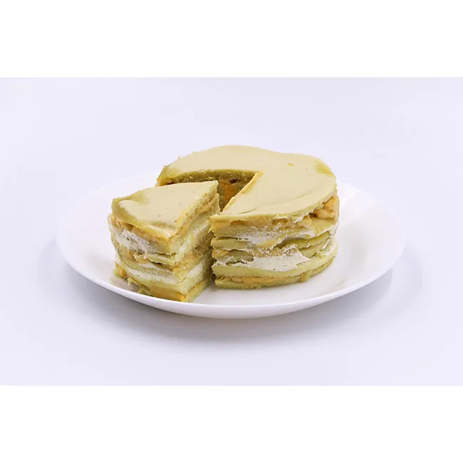 Delicious Yummy Musang King Durian Cake Full Of Rich Durian Cream and Durian Puree Soft Fluffy Texture Best To Bring To Party