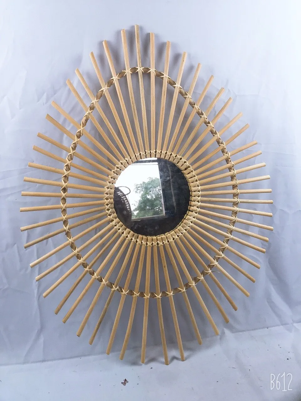 Wall Mirror Handmade Home Decor Vintage Handicrafts Wood Bamboo Wicker Rattan Frame elip oval sun eyes shape mirror in Vietnam