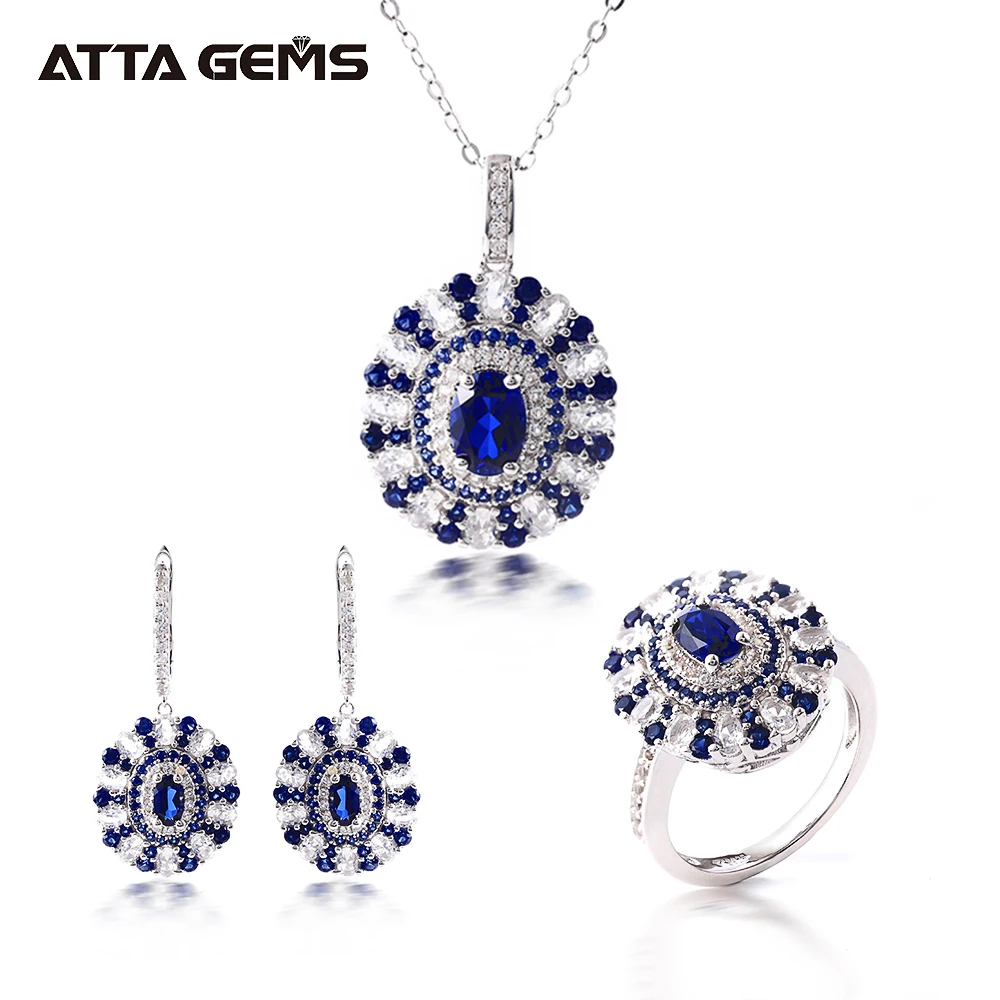 Синий сапфир 925 серебро 2 8 грамм Косынка Шри-Ланка овальным вырезом 7*5 мм создан синий глаз кулон ожерелье