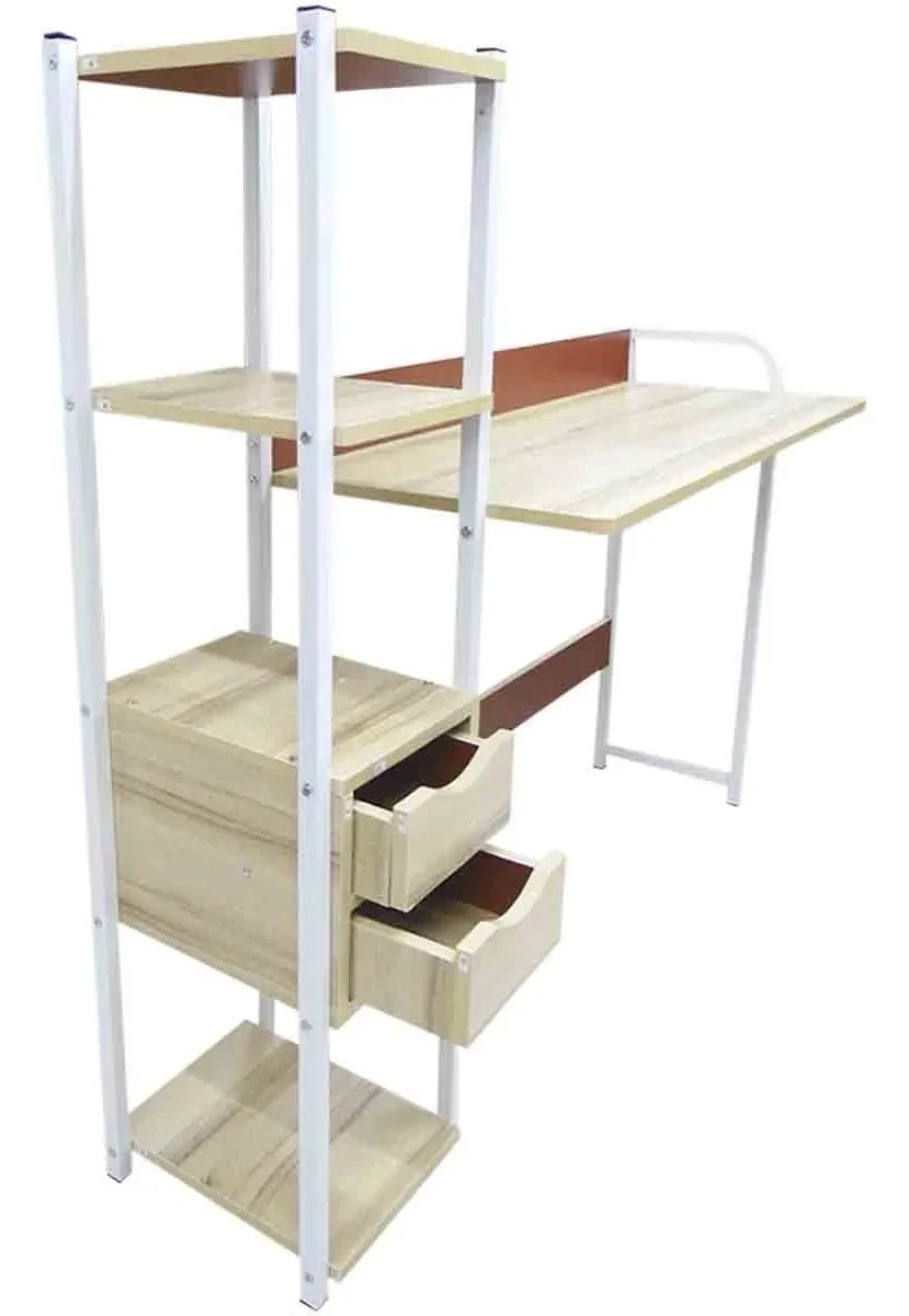 Modern with Bookshelf and Drawers Computer Desk for Home Office