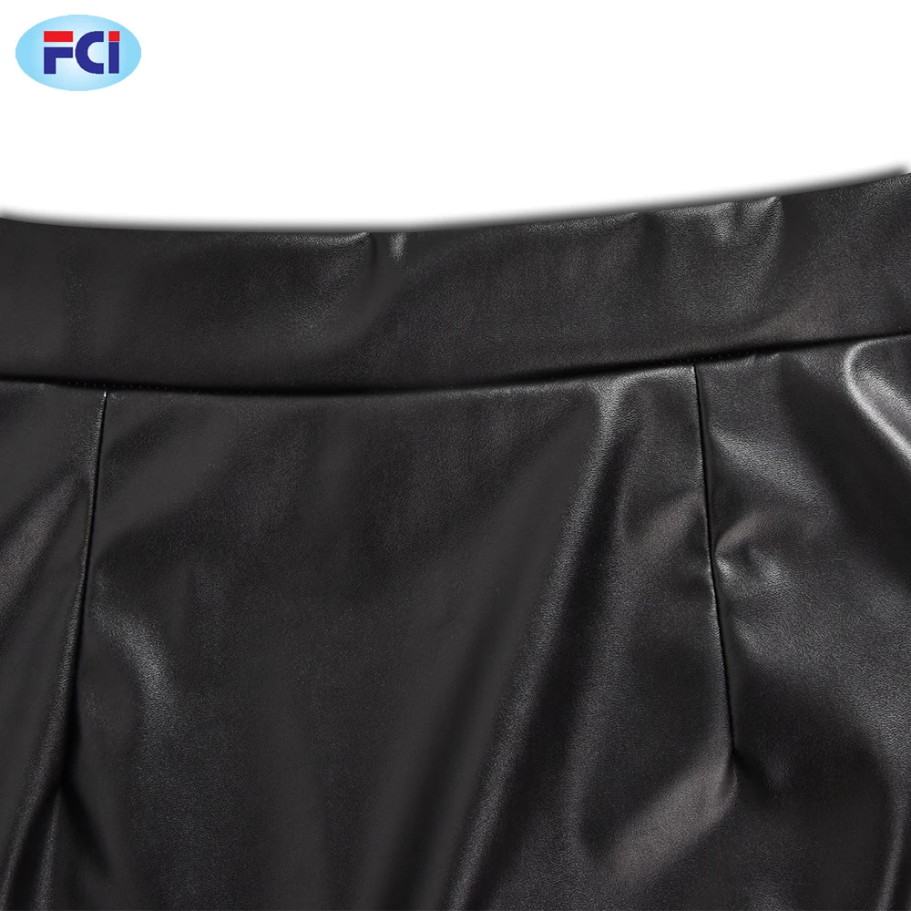 Ladies Vintage Ruffles Irregular Skirt Sexy PU Leather Party Skirts Solid Bodycon Pencil Mini Female Faux Leather Skirt