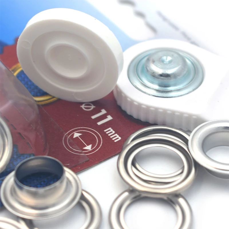 Prym 541370 11mm Silver Eyelet with Washers Kit for Laces and Handicrafts