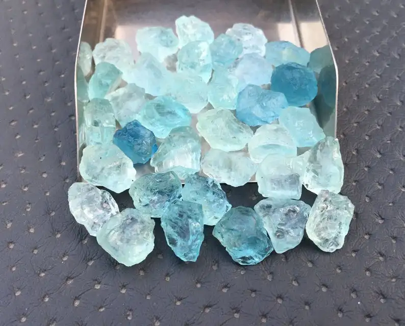 10 Pieces Natural Aquamarine Loose Gemstone Rough Untreated march Birthstone Making Handmade Jewelry Beads