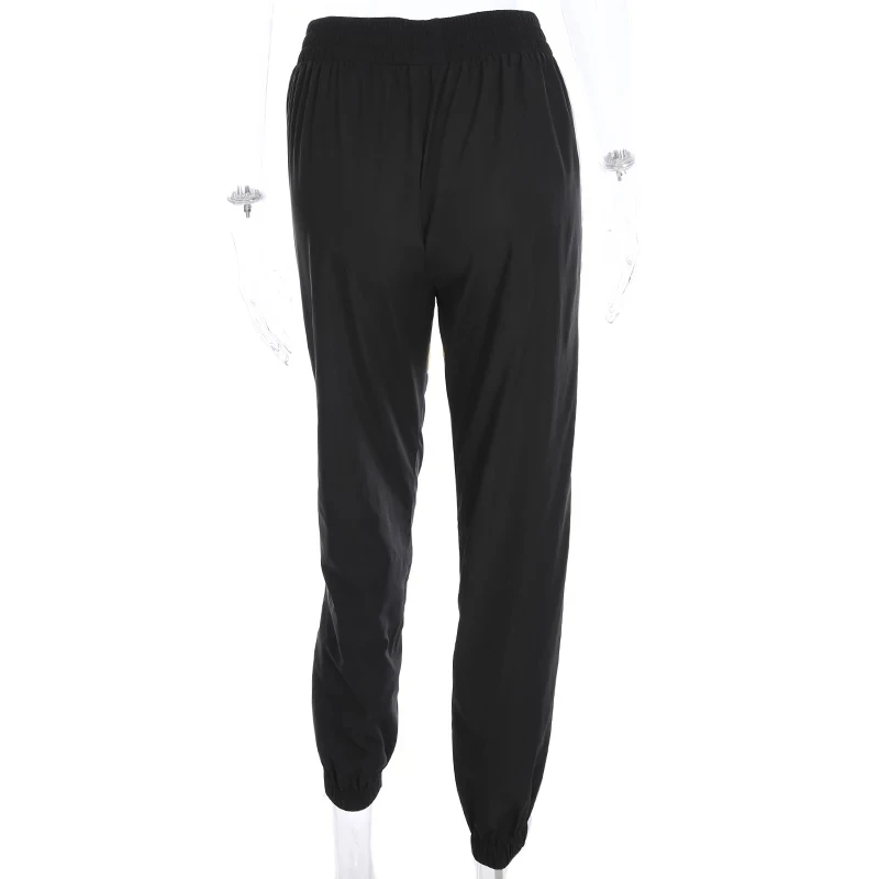 
Applique Letter Embroidery Solid Color woMen Trousers Casual Cotton Pants 