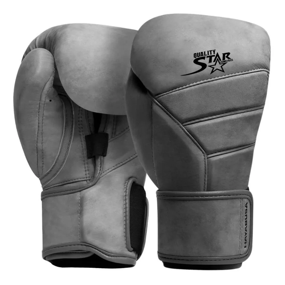 Genuine Leather Boxing Wear Gloves Gray Color Heavy Duty Punching Practice Wear Gloves With Custom Logo