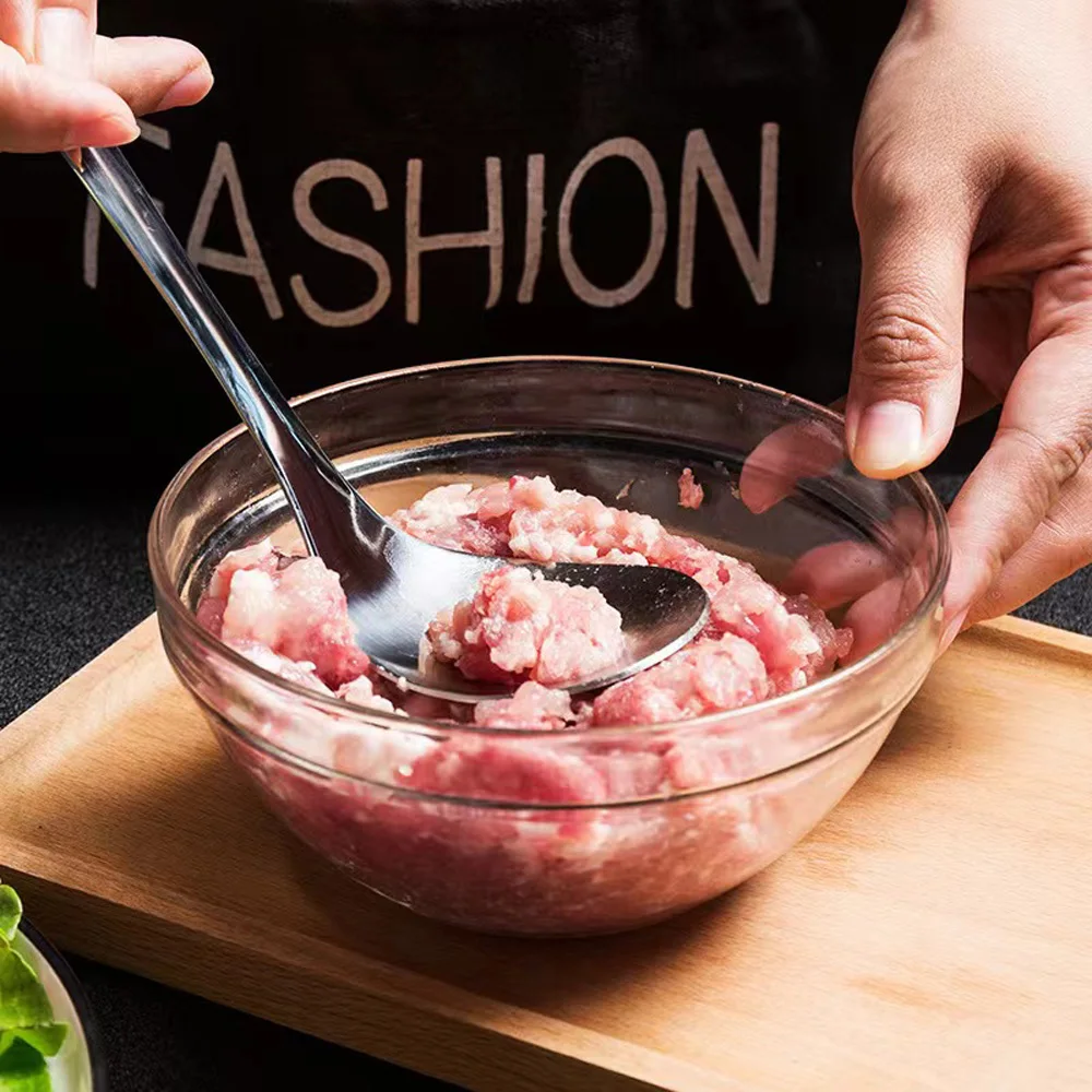 304 stainless machine household fish balls round spoon artifact pressure balls