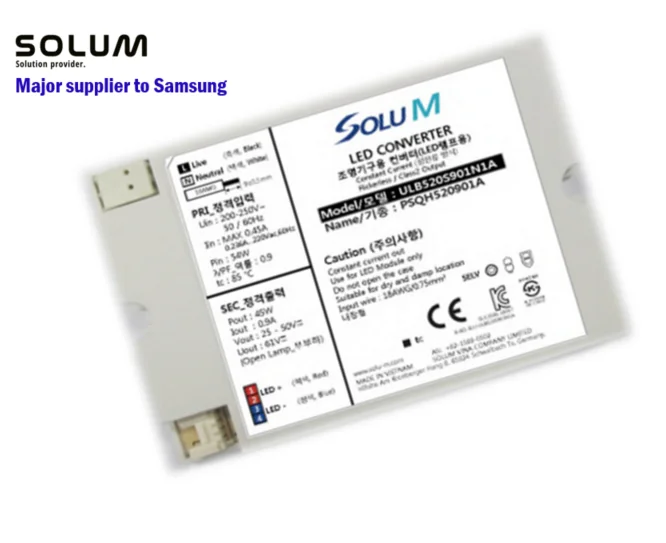 Ultra Slim Power Constant Current Adjustable Output Voltage 24V to 50V DC Flicker Free LED Lamp Power Driver (ULB520S901N1A)