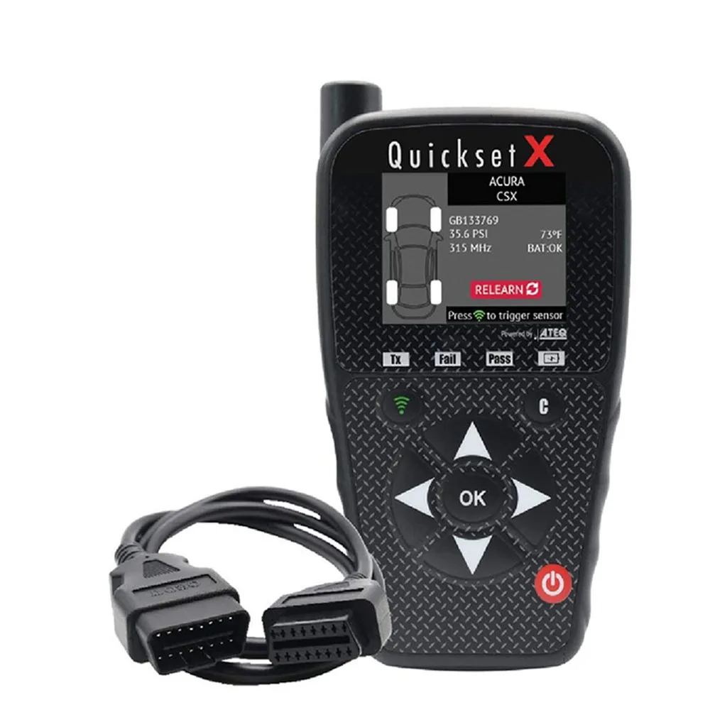 
 ATEQ Quickset X СИСТЕМА активации TPMS и инструмент сброса ЭБУ включает в себя кабель OBD, покрытие внутренних и европейских автомобилей до 2020  