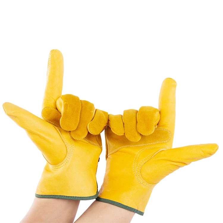 Wholesale high quality anti slip Hand safety Grain Cowhide labour  Leather General Purpose Safety Working Gloves