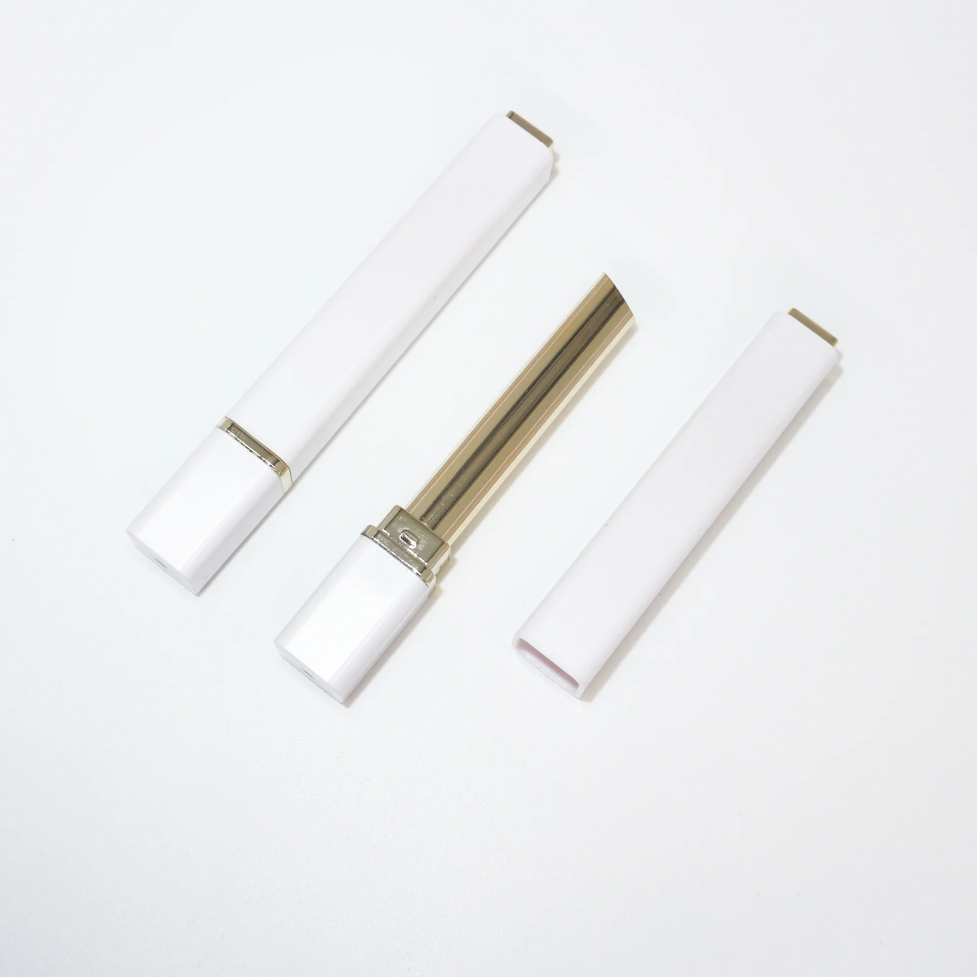 
0.9g square thin lipstick tube metallized gold 6mm slim lipstick tube 