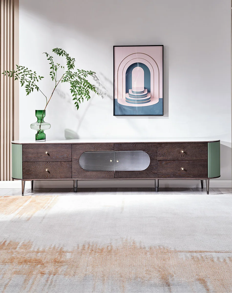 127606 quanu modern tv stand cabinets led sense light tv console table