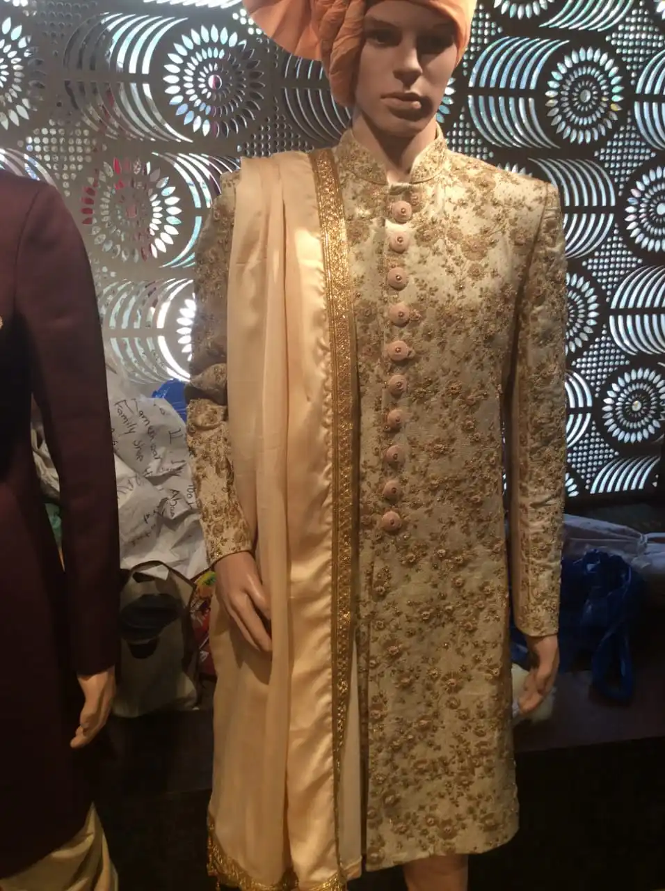  Свадебный костюм Блейзер/костюм KURTA DHOTI SALWAR из чистой ткани шервани для мужчин индийское платье модный Болливуд оптовая