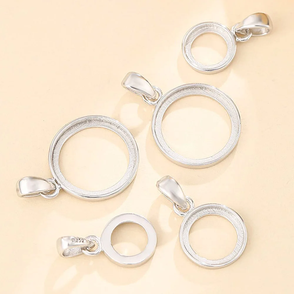 Реальное 925 стерлингового серебра 23 мм Цанга Шарм круглый ободок «DIY» чашка подвеска Пустые компоненты крепления Самые продаваемые ювелирные