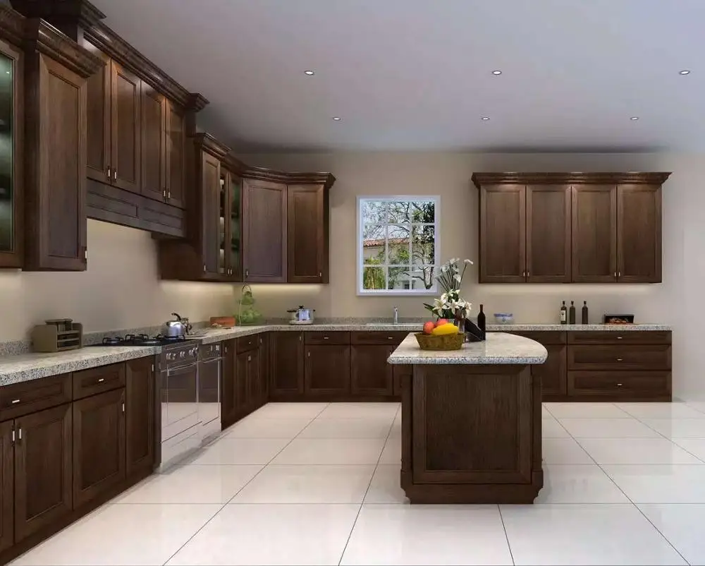 Malaysia manufacture new modular American solid wood kitchen cabinet