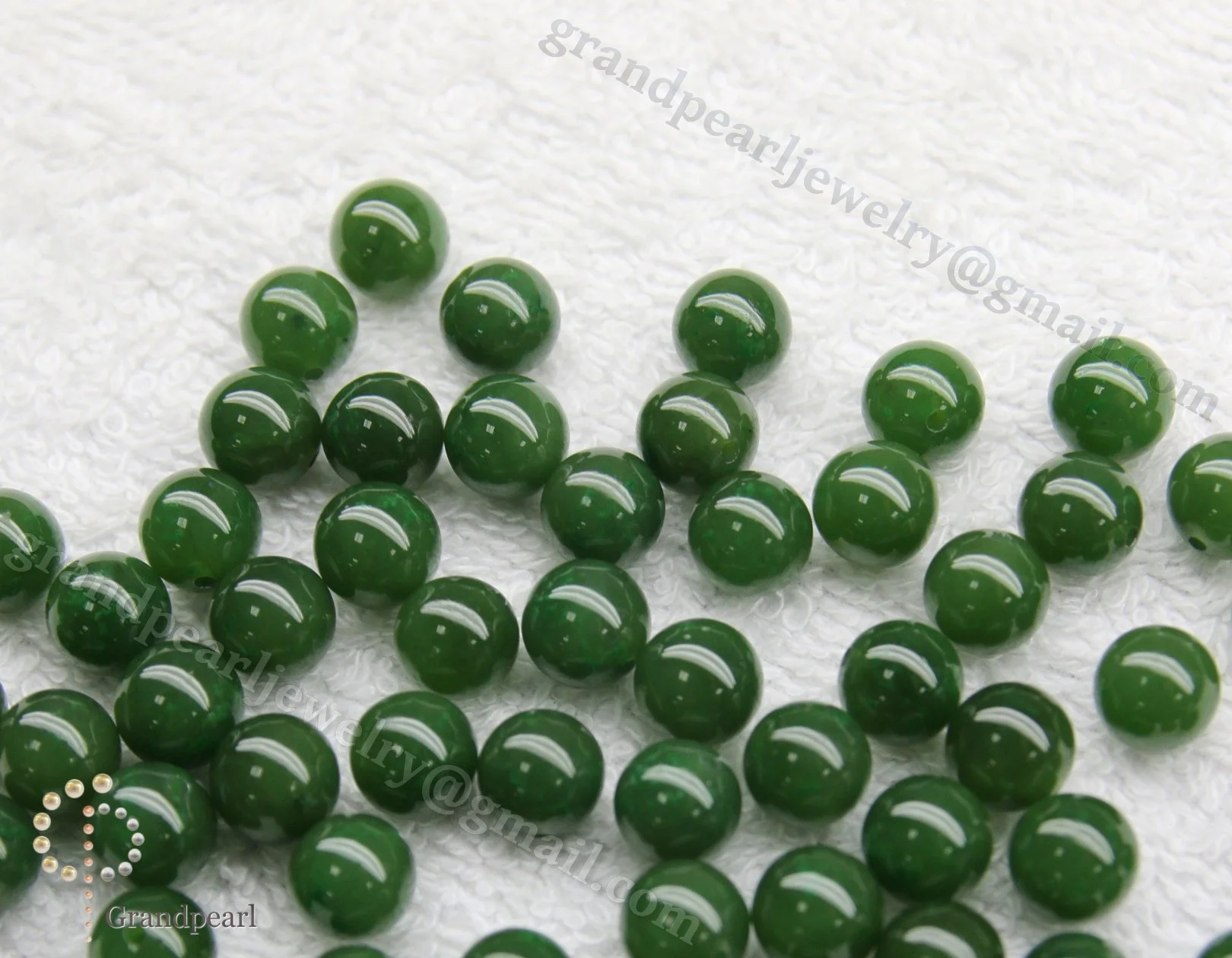 8mm half-drilled_loose beads - Genuine Canadian Nephrite Jade