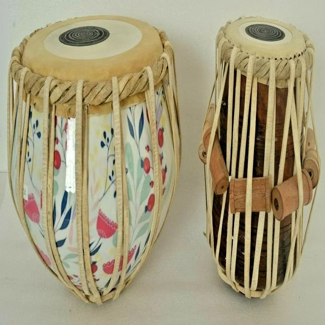 Professional High Quality Sound Musical Instrument Brass 3D Print Classical Tabla Set With Bag
