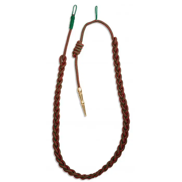 Shoulder Cord With Knot Nod |  Gold Tip Premium Quality | Red Green Aigulilettes And Uniform Cords