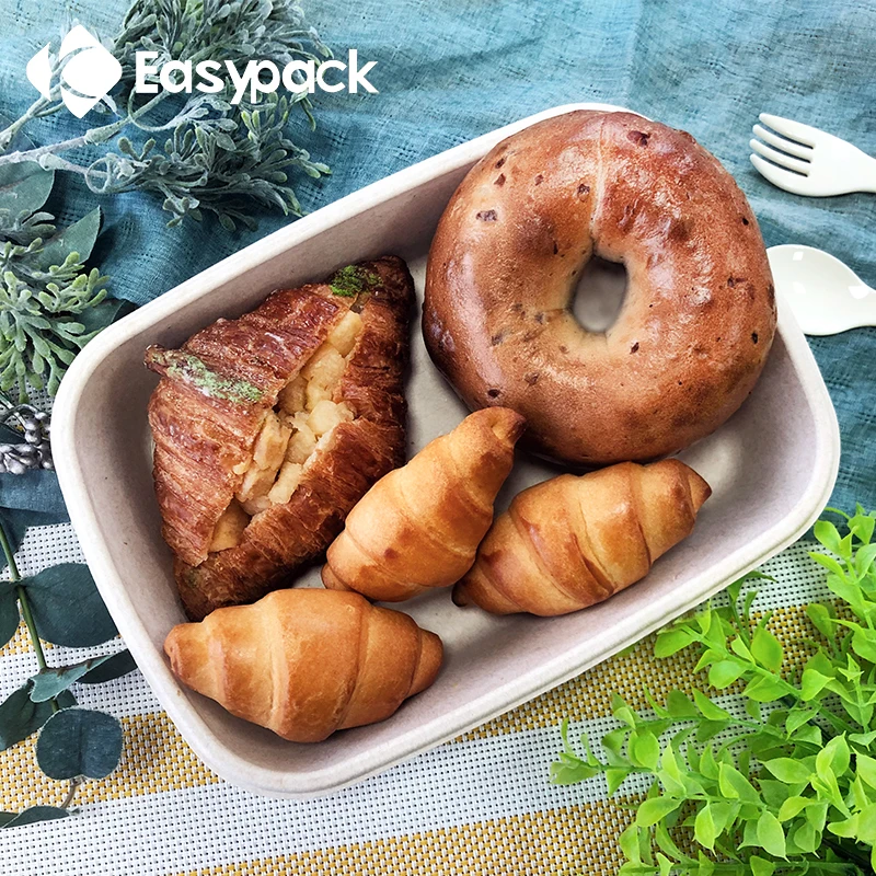 1000ml rectangular biodegradable disposable food container custom printed lid