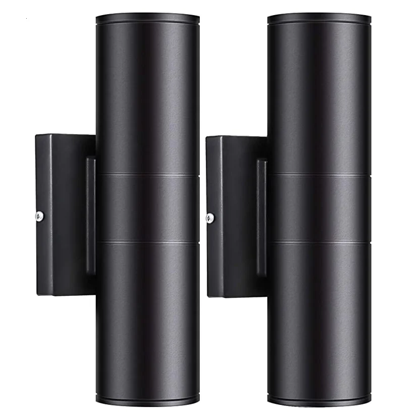 modern cylinder surface mounted gu10 led waterproof glass aluminum up and down wall lamp