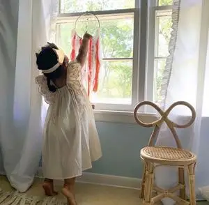 Экологичный детский стул из ротанга с бантом много цветов оптовая продажа бамбука