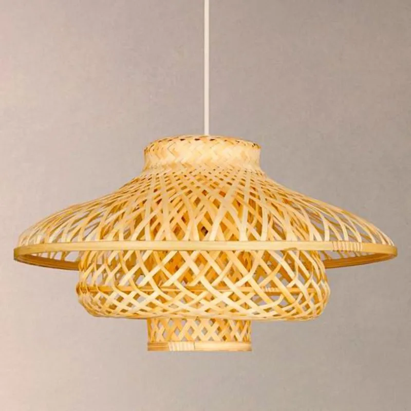 Retro Handmade Bamboo Chandelier Bamboo Hanging Light Handmade Lampshade Living Room Kitchen Bedroom Restaurant
