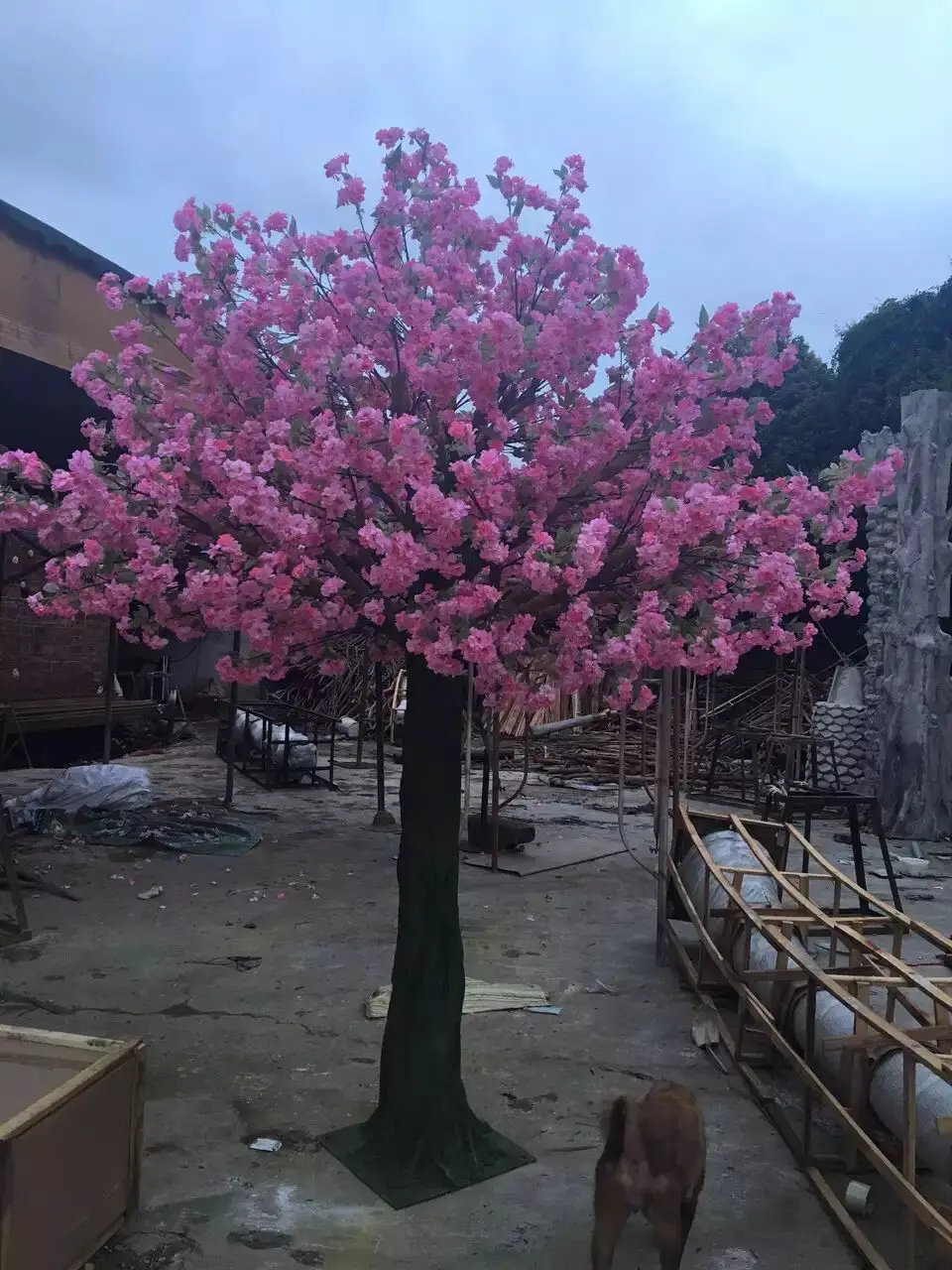 7 foot tall outdoor fake Peach Blossom trees big artificial plants wooden christmas decoration for christmas tree